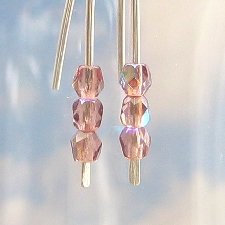 Petite Purple and Sterling Silver Earrings, Dangle, Czech Crystal Jewelry